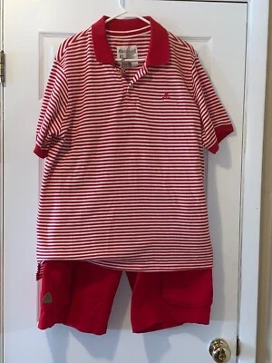 CAMISA Y SHORTS PARA HOMBRE Y2K AKAMEMIKS ROJO Y RAYAS TALLA XL Y 36 OUTFIT Foto 1 de 4