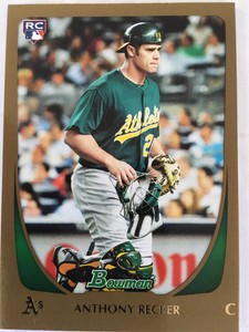 2011 Bowman Anthony Recker 46 Gold Border RC Oakland A’s