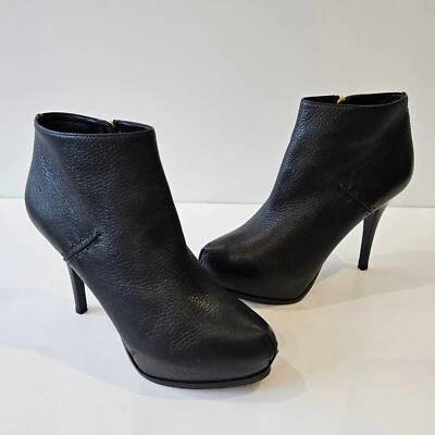 Botines FENDI Selleria de cuero negro con detalle cosido plataforma 42 Foto 1 de 4