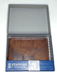 STAFFORD Essentials bi fold Wallet Slimfold Brown Leather Extra Capacity