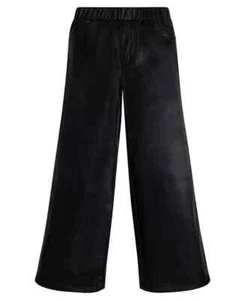 GUESS Soft Brushed Faux Leather Wide Leg Elastic Waist Pants Girls 16 Jet Black~ - Picture 1 of 17