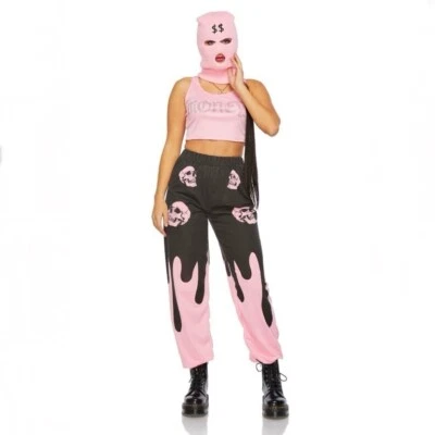 Fashion Gangster Pink Robber Suit Halloween Costume Womens Size XL 14-16 NEW - Image 1 of 4