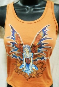 Tattoo Fairy Hand Dyed Peach Tank Top Juniors Style Women's Shirt NEW UNWORN - Picture 1 of 1