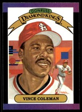 1989 Donruss 19 Vince Coleman   St. Louis Cardinals  DK, DP Baseball Card