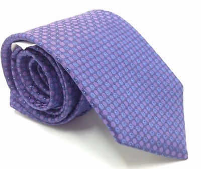 $125 Kenneth Cole Mens Blue Purple Polka Dot Necktie Silk Skinny Neck Tie 58x3 Foto 1 de 4