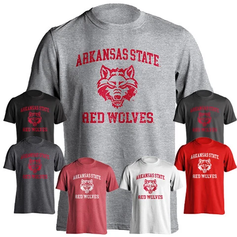 Arkansas State Red Wolves Distressed Retro Logo Short Sleeve T-Shirt Cover