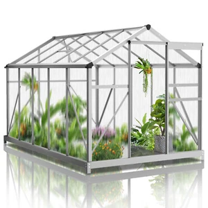 6X10 FT Walk-in Polycarbonate Greenhouse for Garden W/ Double Lockable Door - Picture 1 of 8