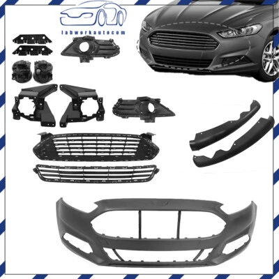 Front Bumper Cover & Grill W/ Fog Light Covers For 2013 2014-2016 Ford Fusion Foto 1 de 4