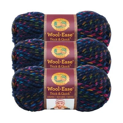 (3 Pack) Lion Brand Yarn 640-617B Wool-Ease Thick & Quick Bulky Yarn City Lights