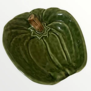 Olfaire Majoilika Pfeffer Form Servierschüssel 7"WX 8"LX3"D grün #887 Vintage Portugal - Bild 1 von 5