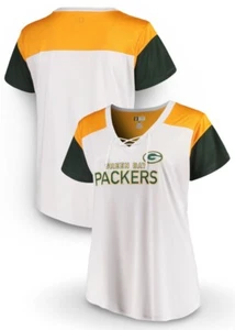 NEW - Women's Green Bay Packers Majestic Lace-Up V-Neck Shirt - Plus Size 2X - Picture 1 of 3