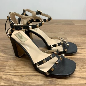 Valentino Garavani Rockstud Women's Size EU 40 Black Leather Stiletto Sandals. - Picture 1 of 15