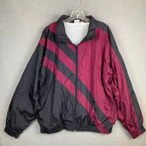 Chaqueta cortavientos retro vintage de los 90 bloques de colores forrada de nailon a rayas para hombre XL - Imagen 1 de 8