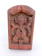 Antique Old Rare Hand Carved Wooden Tribal Holy Worship Hindu God Ganesha Figure