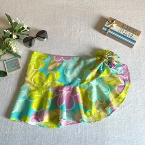 AK Anne Klein Women’s Floral Print Swimsuit Cover Up Ruffle Hem Mini Sarong - Picture 1 of 5