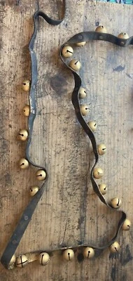 ¡27 campanas! Antigua campana de trineo americana de latón del siglo XIX Foto 1 de 4