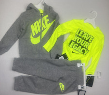 3T  2-3 yrs old Boys NIKE Heather Hooded Gray Reflective Yellow 3pc Set NWT NEW