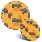 Mouse Mat & Coaster Set - Cartoon Hippo Animal Hippopotamus  #16000