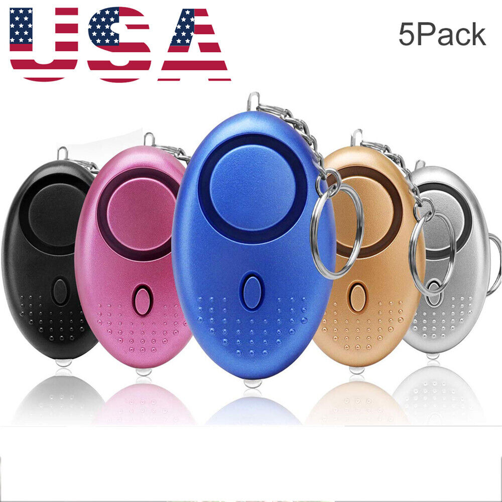 5 pack 140dB Personal Alarm Safety Keychain Panic Security Emergency Torch Alert