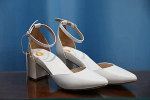 NEW W/TAGS Bared Footwear Griffon 39(US 8.5) White Leather Heels, Bridal/Wedding - Picture 1 of 13