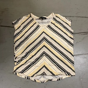 White House Black Market Shirt Size XXS Chevron V-neck Striped Blouse - Picture 1 of 8