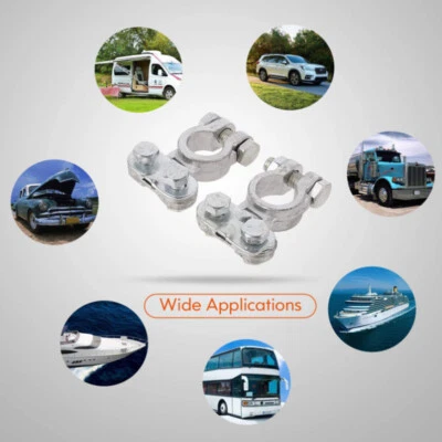 Juego de abrazaderas de cable de batería de terminal de poste superior de batería positivas y negativas de 16-18 mm Foto 1 de 4