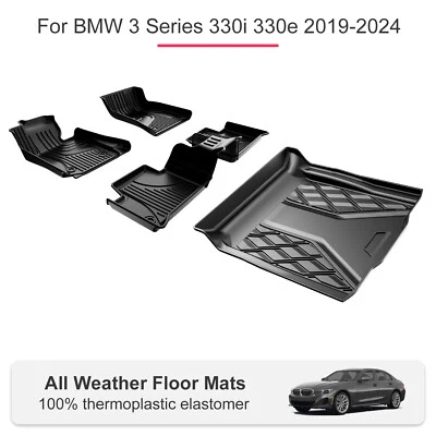 For 2019-2025 BMW 3 Series 330i 330e Car TPE All Weather Floor Mats & Trunk Mat - Image 1 of 4