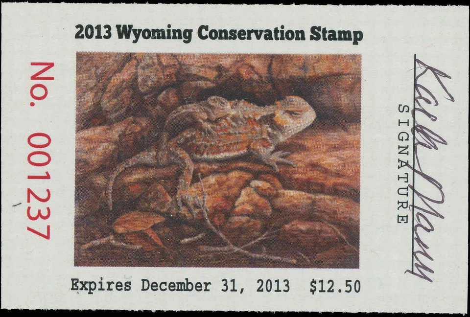 WYOMING #30 2013 STATE CONSERVATION / DUCK STAMP ARTIST SIGNED By Karla Mann - Image 1 of 1