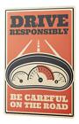 Blechschild Retro - Vintage Metall-Poster für die Fahrschule - Vorsicht auf der 