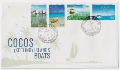 Juego de 4 barcos CK27M) Islas Cocos (Keeling) 2011 en FDC sin dirección. Foto 1 de 2