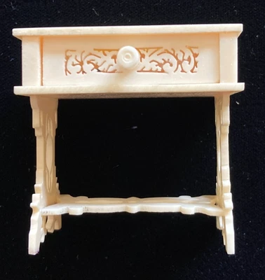 Artisan Dollhouse Miniature Carved Bone Bedside Table End Table - Image 1 of 4