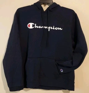 Sudadera con capucha Champion azul marino deletreada para hombre XXL logotipo deportes vintage - Imagen 1 de 12
