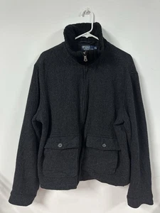 Chaqueta Polo Ralph Lauren De Colección Para Hombre Grande Gris Años 90 Blusa 100% Lana Espiga - Imagen 1 de 10