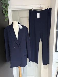 The Fold Clever Crepe Lexington Trousers & Knighton Jacket UK 20 Navy - Picture 1 of 16
