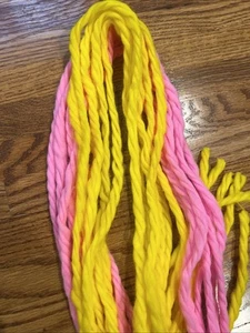 Vintage Yarn Hair Bows 1970s/1980s Pink Yellow - Six 36 Each Pcs Each Color - Picture 1 of 5