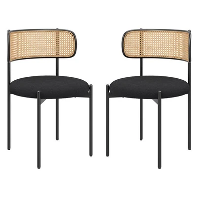 Upholstered Dining Chairs Set of 2 Rattan Back Dining Room Chairs,Accent Kitchen - Image 1 of 4