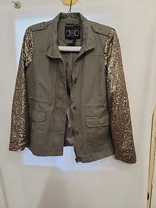 DEB jacket Juniors XL Olive Green Small Gold Sequins  - Picture 1 of 9