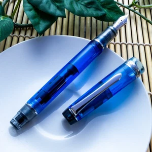 Pilot Custom Heritage 92 Transparent Blue 14K Rhodium F Nib Fountain Pen - Picture 1 of 8