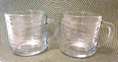 2 LIBBEY Duratuff 8 унций Прозрачные закаленные ребристые стеклянные кофейные кружки сделано в Мексике - Изображение 1 из 4