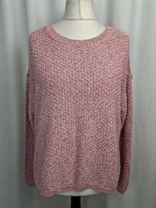 Marks&Spencer Pink Mix Jumper Textured UK18 Sweater Casual Coton Blend E3954 - Picture 1 of 13