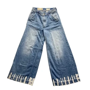 Anthropologie Pilcro Wide Leg Jeans Cropped Distressed Bleach Splatter Gr. 24 - Bild 1 von 15