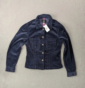 Kut from the Kloth Corduroy Jacket Womens Medium Navy Blue Button Up M - Picture 1 of 11