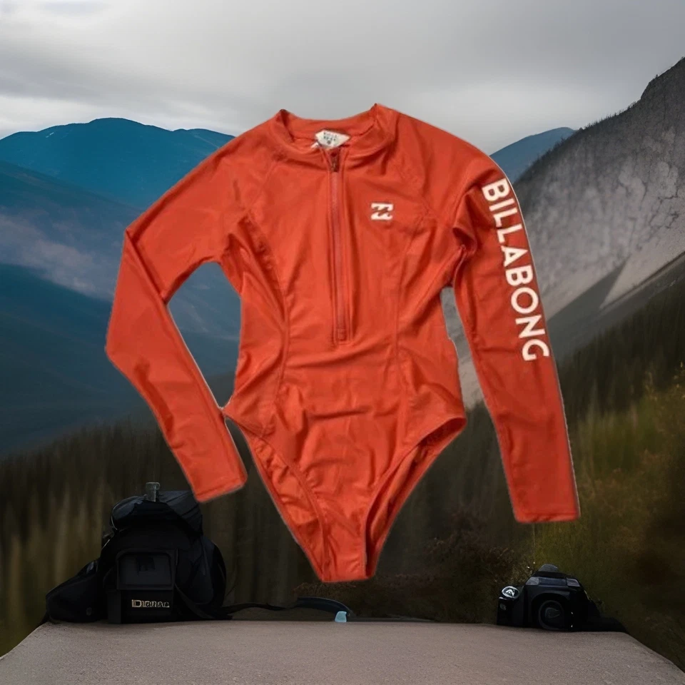 Billabong Beach Surf Suit 1/2 Zip Long Sleeve Bodysuit Womens Size Large