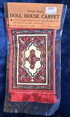 Dollhouse Woven Floor Covering 1:12  Carpet New In Package. Fringe Edged VTG - Image 1 of 3