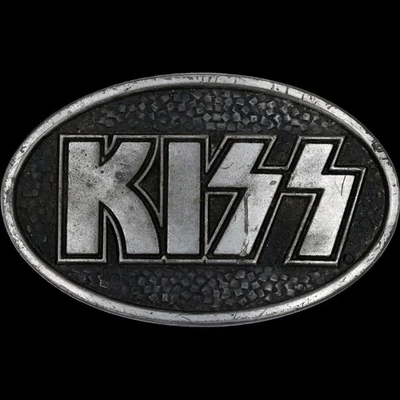 Logotipo de banda de rock de beso Aucoin Gene Simmons recuerdos musicales de los años 70 hebilla de cinturón de colección Foto 1 de 3
