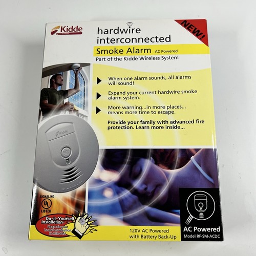 Kidde RF-SM-ACDC Wireless Interconnected Smoke Alarm 120V w/ Battery ...
