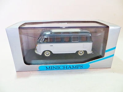 MINICHAMPS 430052300 'VW T1 PANTALLA DIVIDIDA SAMBA BUS' GRIS/AZUL.  1:43. Sin usar, en caja Foto 1 de 4
