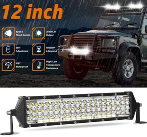 12" Inch LED Light Bar 264W 5 Rows Spot Flood Combo Work Light Fog Driving Light - Picture 1 of 13