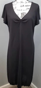 New York & Company Shift Dress Womens XL Black Polyester Short Sleeve V Neck - Picture 1 of 6