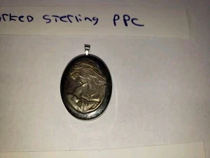 .925 Sterlingsilber PPC Fingerabdruck Medaillon Mutter & Kind Vintage 1980er 0,925 - Bild 1 von 8